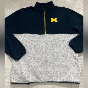 ‘47 University of Michigan Fleece Color Block 1/4 Zip Sweater